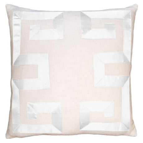 Square Feathers Home Empire Linen Coral Ribbon Pillow Decor Square-Feathers-Empire-Birch-White-Ribbon-Pillow-22x22