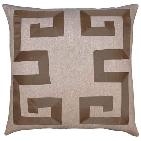 Square Feathers Home Empire Linen Coral Ribbon Pillow Decor square-feathers-empire-linen-brown-22-22