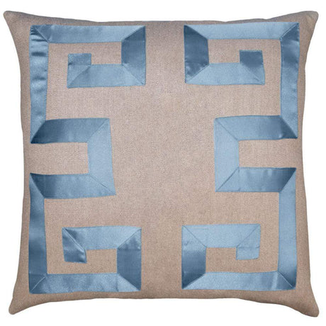 Square Feathers Home Empire Linen Coral Ribbon Pillow Decor square-feathers-empire-linen-slate-blue-22-22