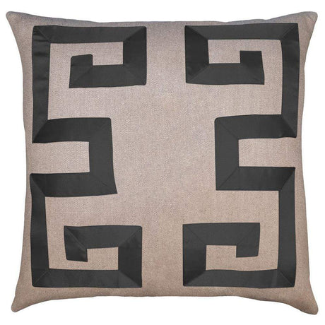 Square Feathers Home Empire Linen Ivory Ribbon Pillow Decor square-feathers-empire-linen-black-22-22