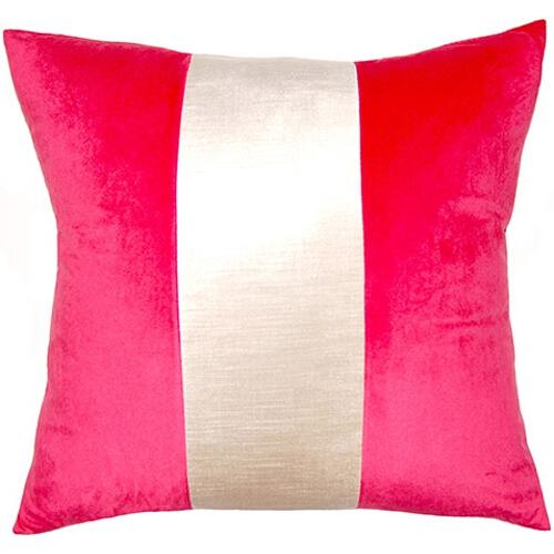 Square Feathers Poppy Ivory Band Pillow Pillow & Decor