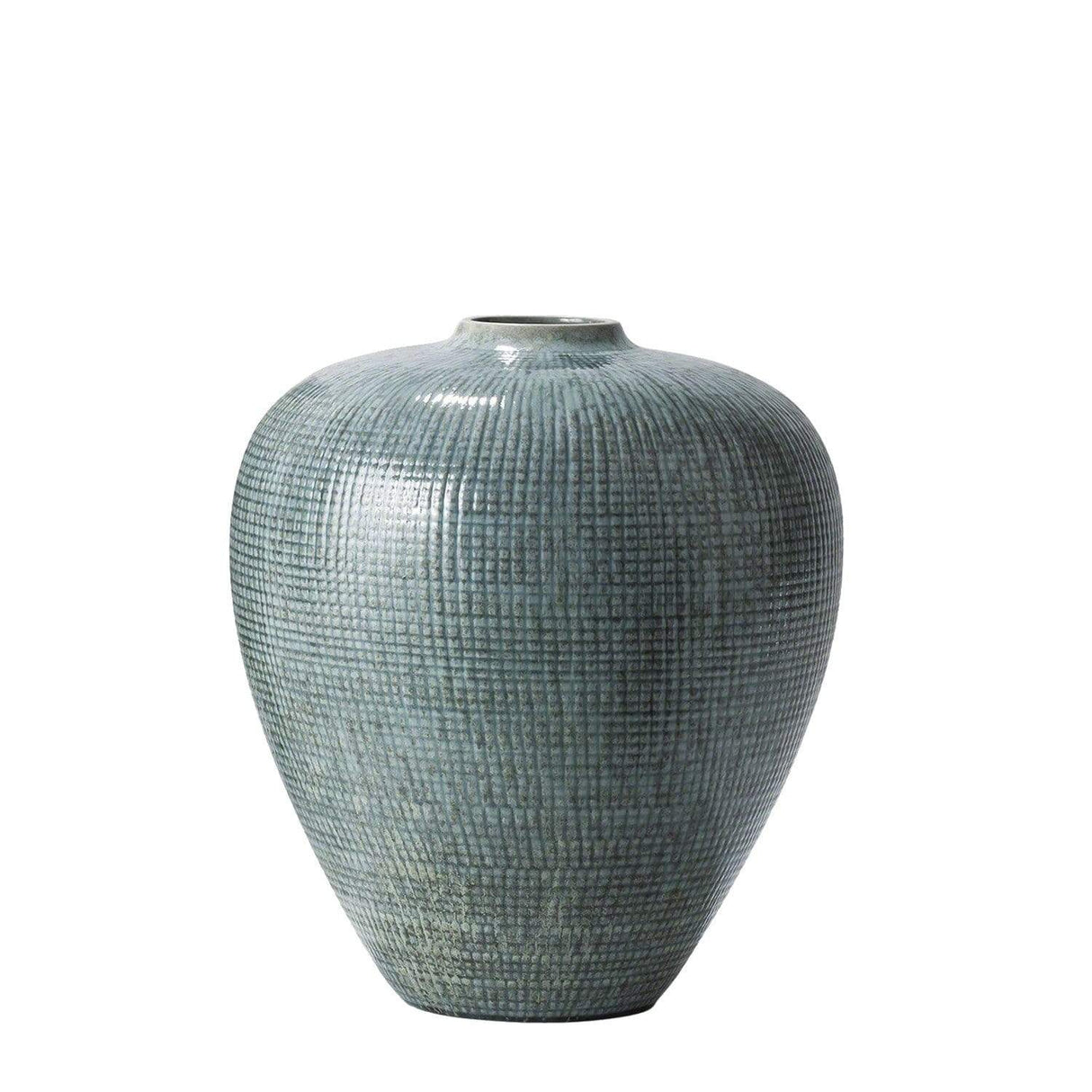 Studio A Check Bulbous Vase - Reactive Silver Blue Decor studio-a-7.10116