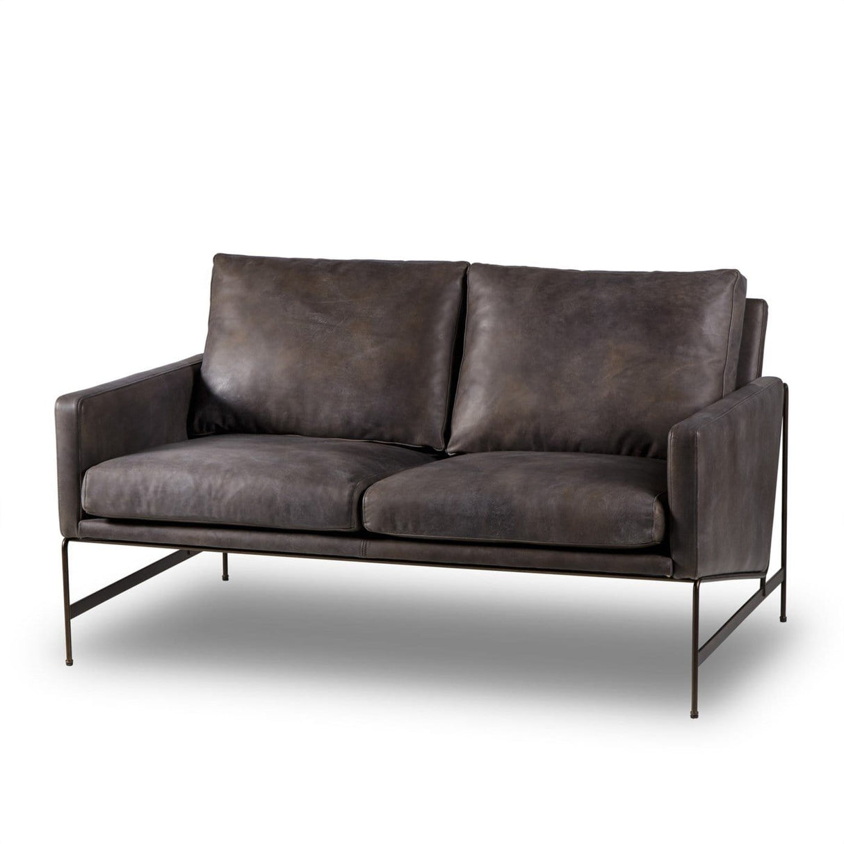 Thomas Bina Vanessa 2 Seater Sofa - Destroyed Black Leather Furniture thomas-bina-0702167