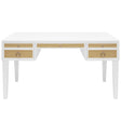 Worlds Away Heidi Desk - White Matte Lacquer w/ Grasscloth Furniture