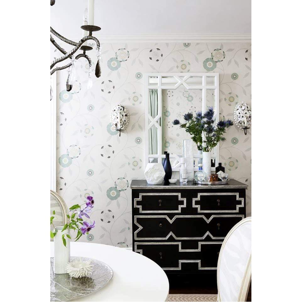 Vero White Lacquer Trellis Mirror Meadow Blu