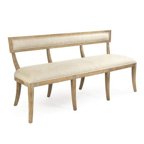 Zentique Carvell Bench - Limed Grey Oak & Linen Furniture zentique-CF282-3