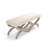 Zentique Crescenzo Bench in Natural Linen and Limed Grey Oak Furniture Zentique-CF163-E272-A003