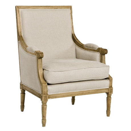 Zentique Louis Club Chair - Natural Oak & Linen Furniture Zentique-B007-E255-A003 00610373301880