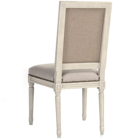 Zentique Louis Side Chair - Distressed Ivory & Natural Linen and Burlap Furniture Zentique-FC010-4 309 A003/H010 00610373317898