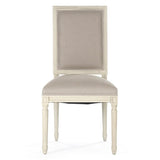 Zentique Louis Side Chair - Distressed Ivory & Natural Linen and Burlap Furniture Zentique-FC010-4 309 A003/H010 w/o Nailhe 00610373317898