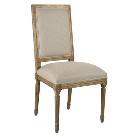 Zentique Louis Side Chair in Natural Linen-Antique White Furniture Zentique-FC010-4-E255-A003-ANT-WH 00610373303617